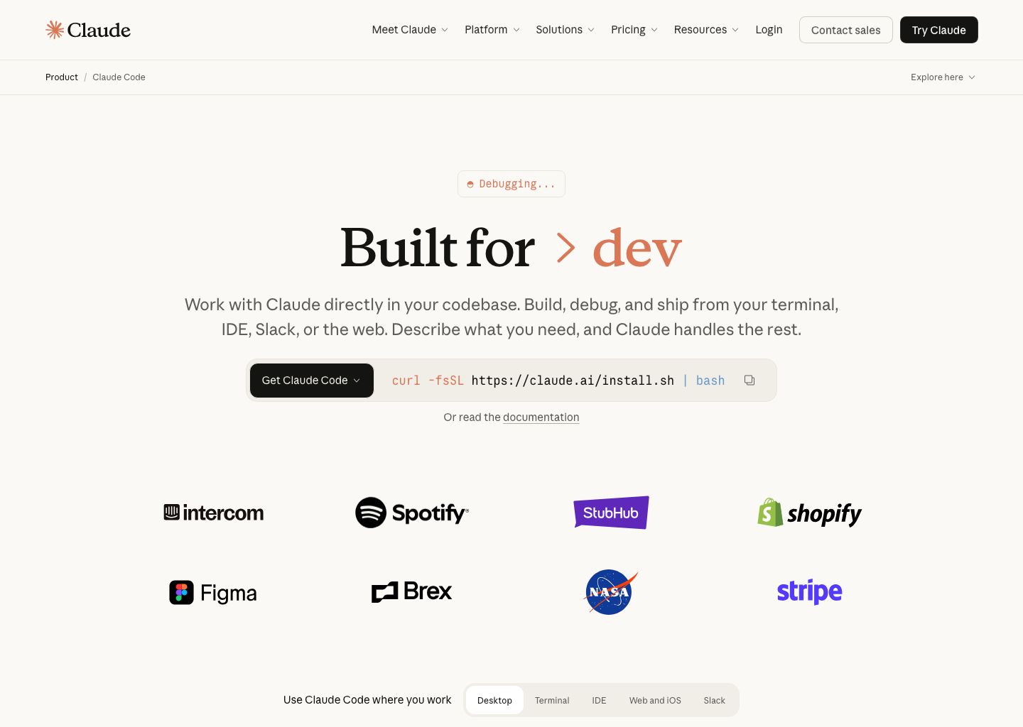Claude Code โ Code AI tool screenshot