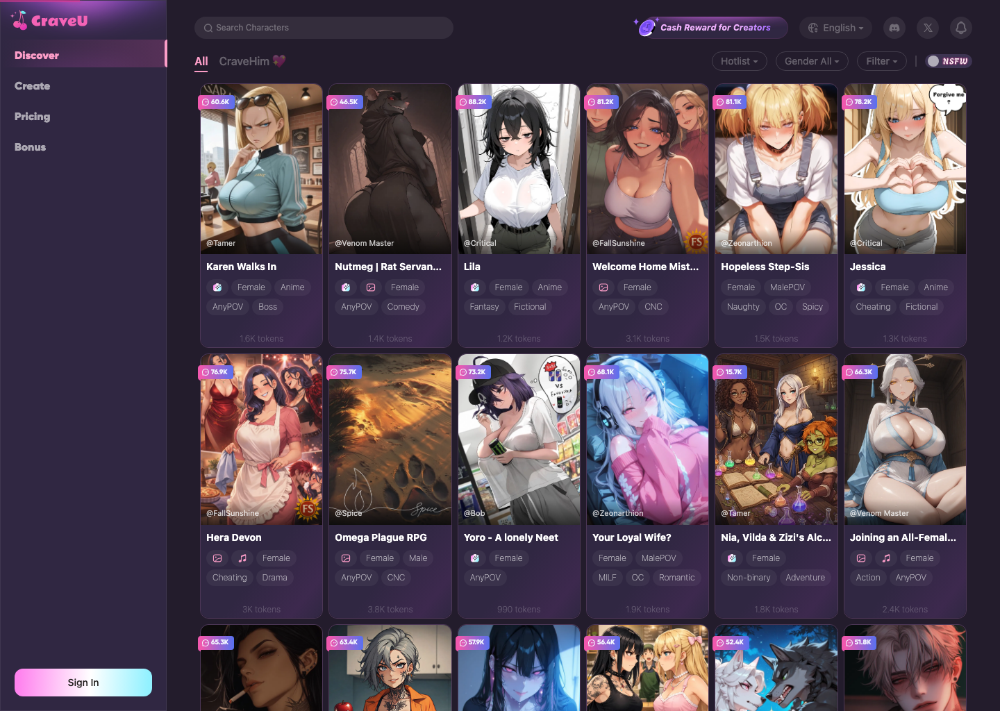 CraveU AI โ NSFW AI tool screenshot