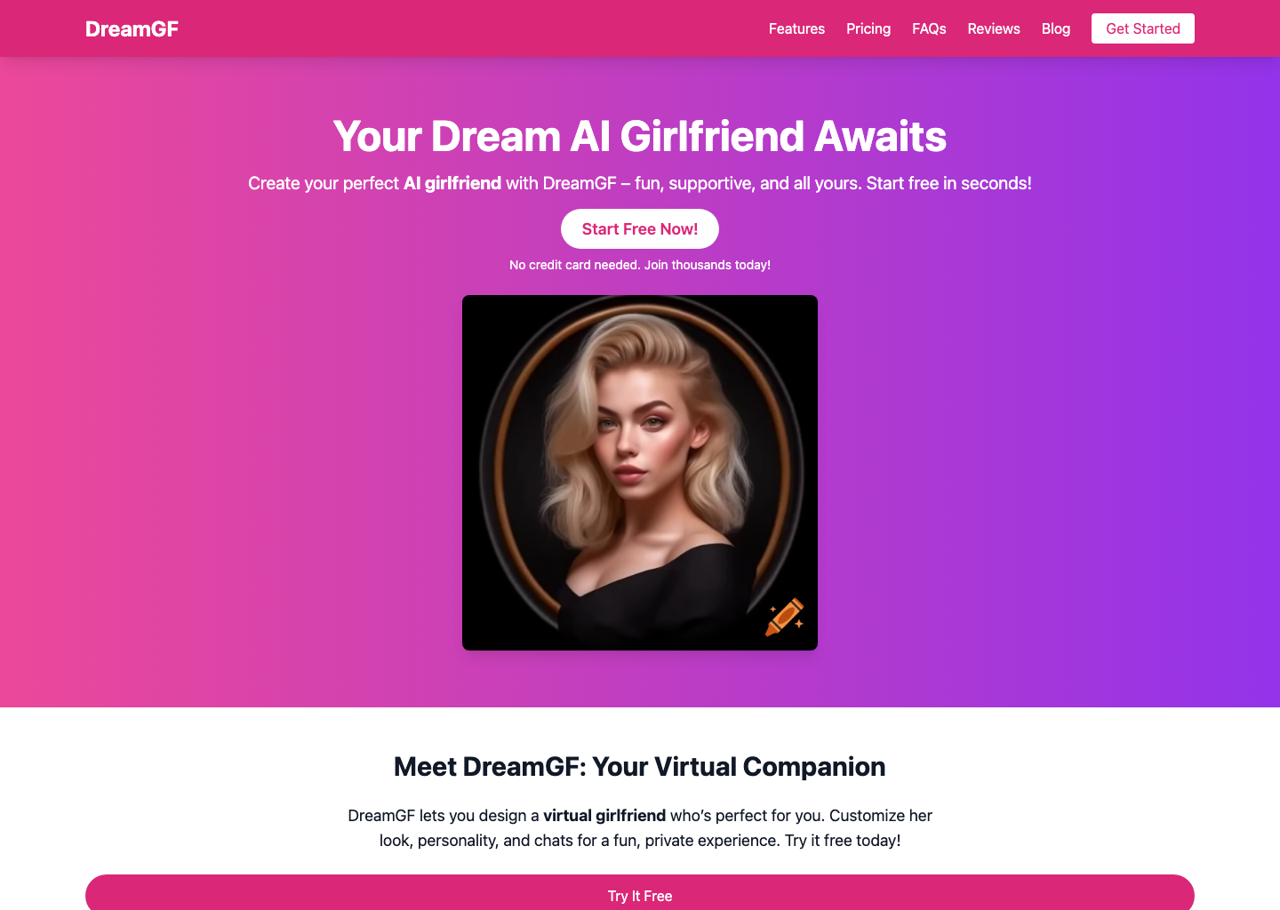 DreamGF โ NSFW AI tool screenshot