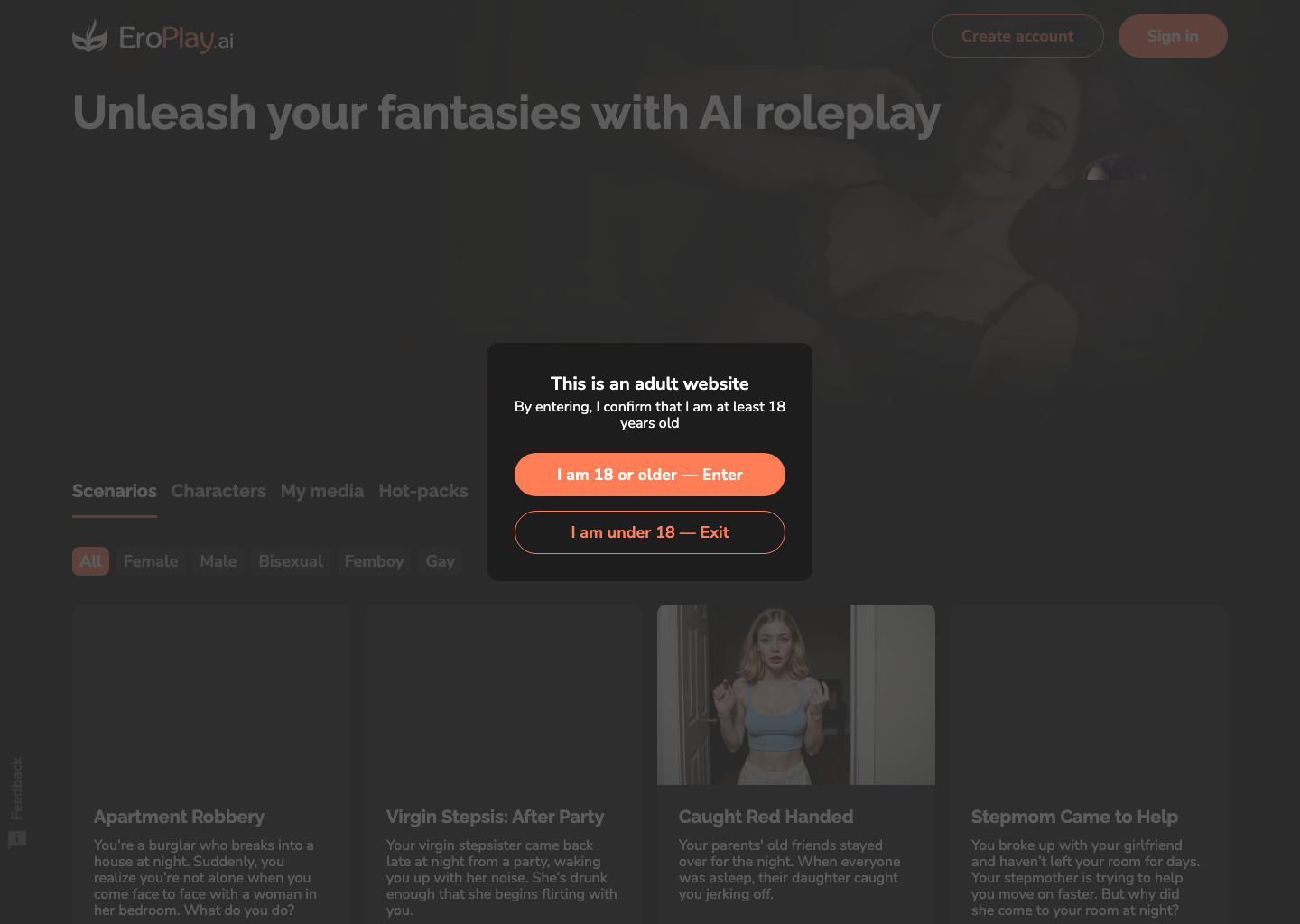EroPlay.ai โ NSFW AI tool screenshot