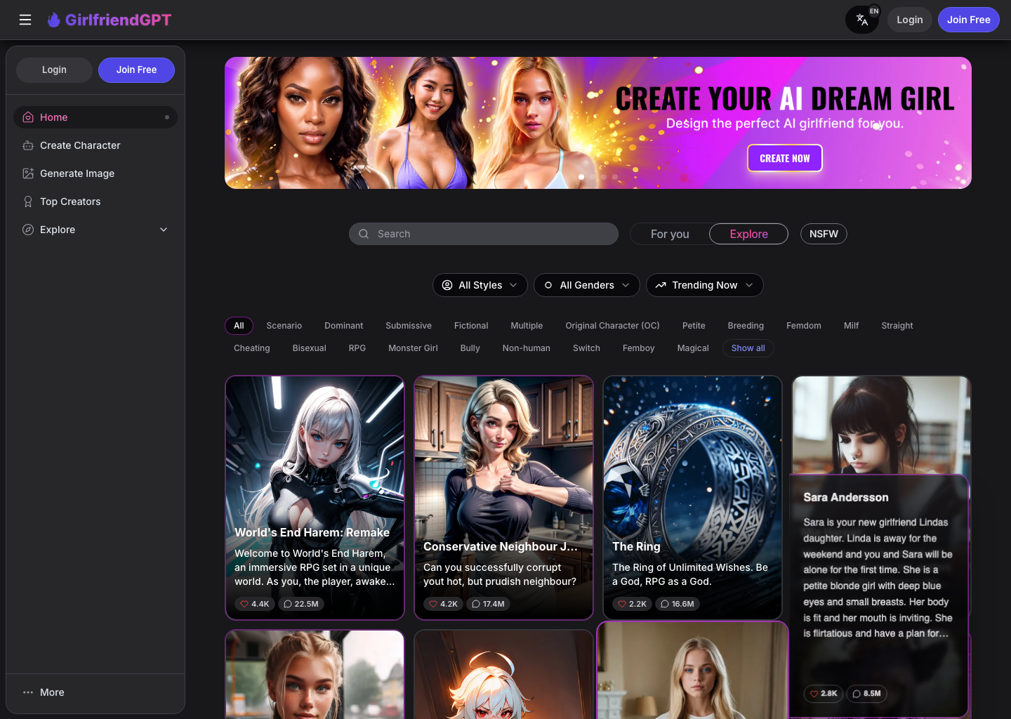 GirlfriendGPT โ NSFW AI tool screenshot