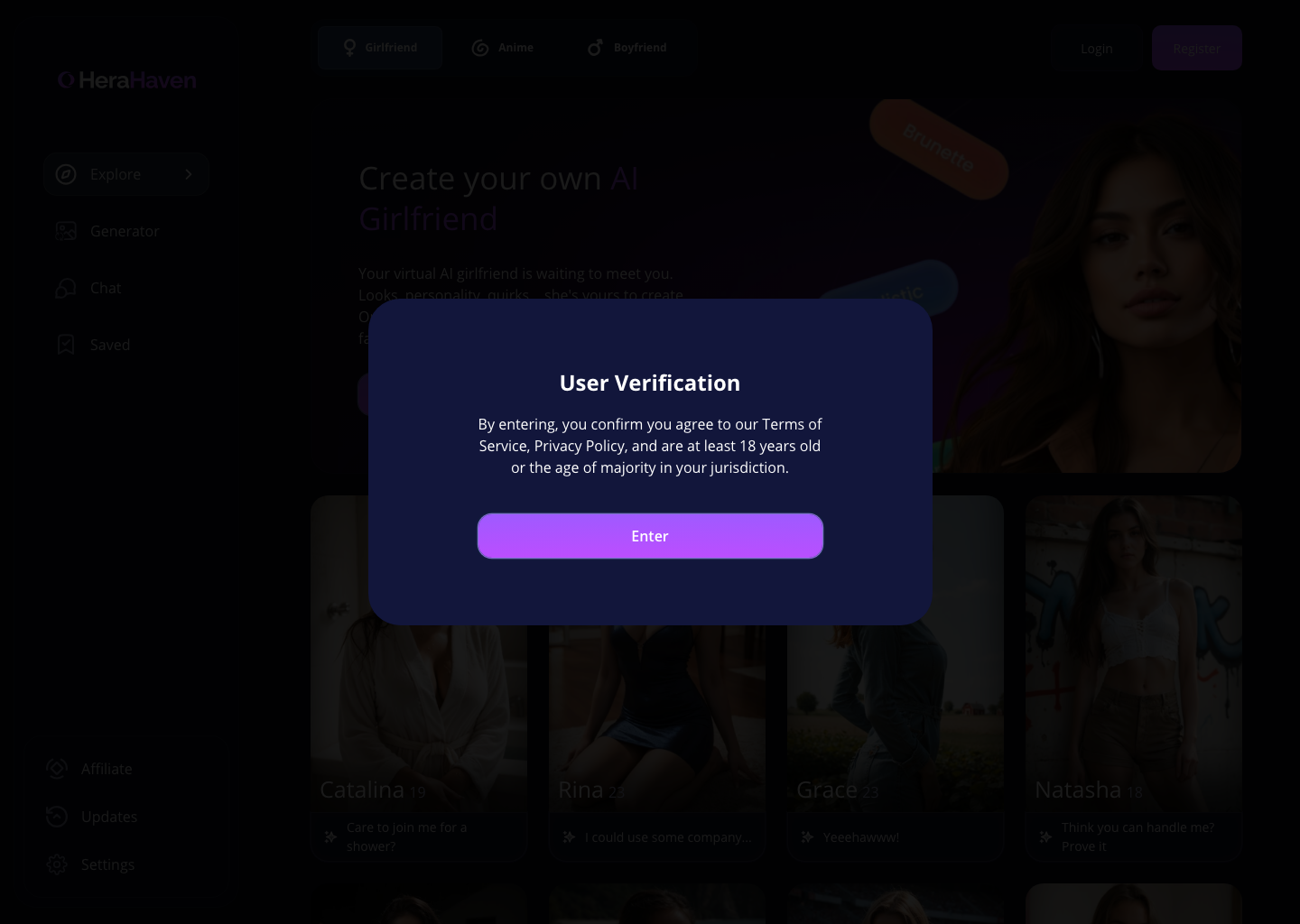HeraHaven โ NSFW AI tool screenshot