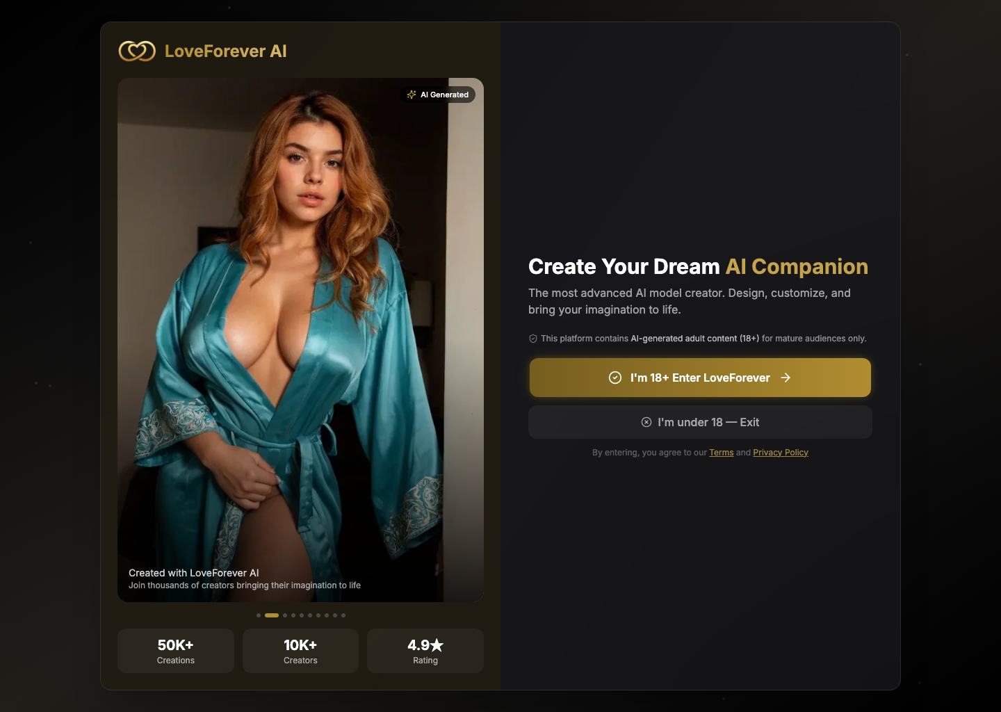 LoveForever AI โ NSFW AI tool screenshot