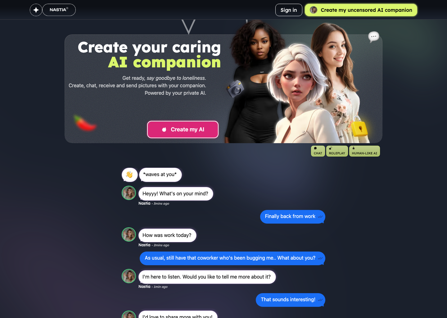 Nastia โ NSFW AI tool screenshot